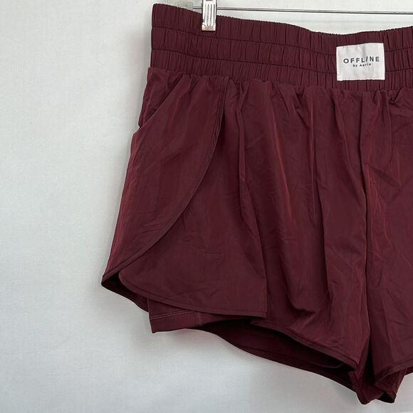 Aerie Offline The Hugger burgundy shorts size XXL NWT - Picture 3 of 13